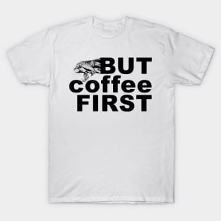 Clouded Leopard with Coffee Sign T-Shirt